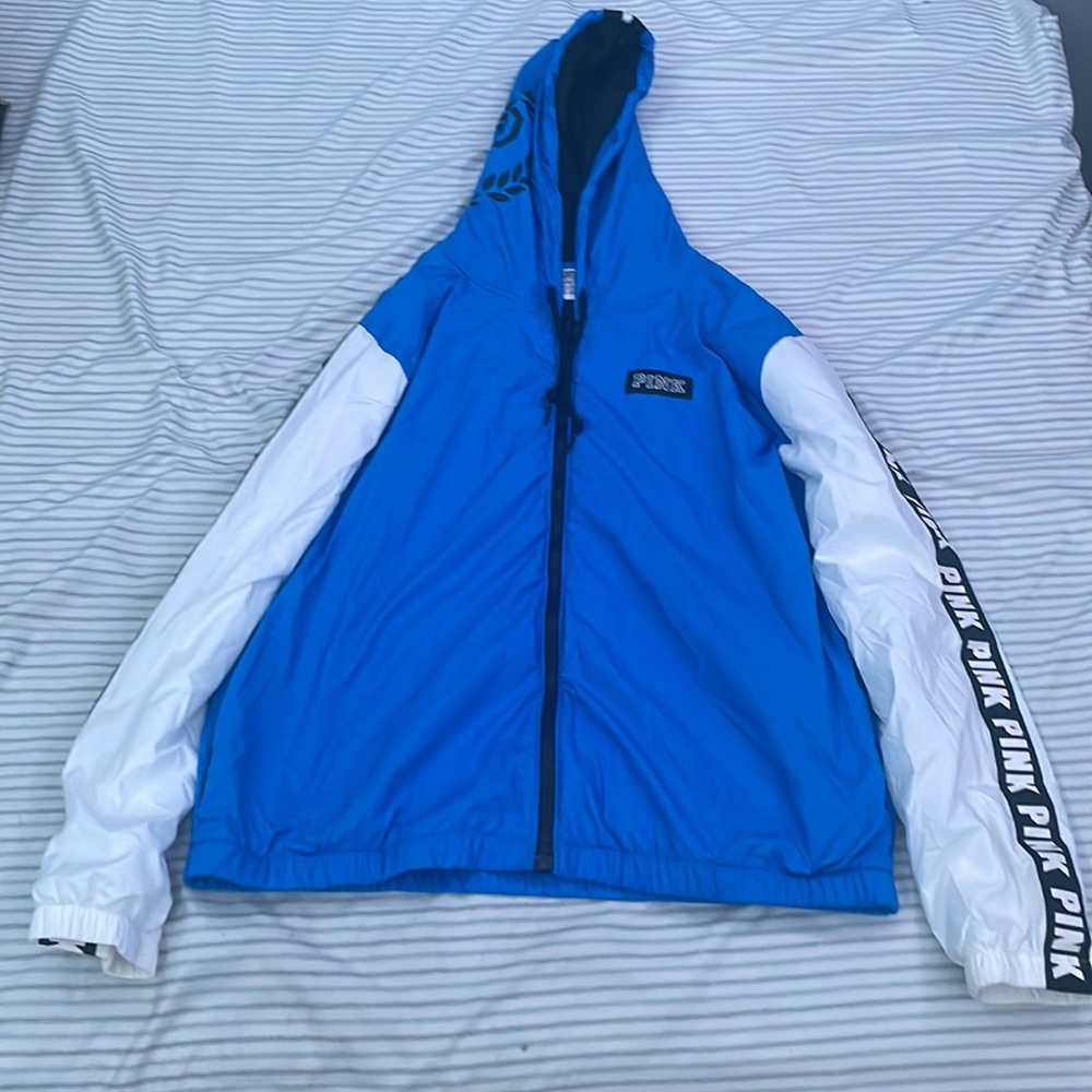 Pink Victoria secret medium blue,white,black wind breaker good condition